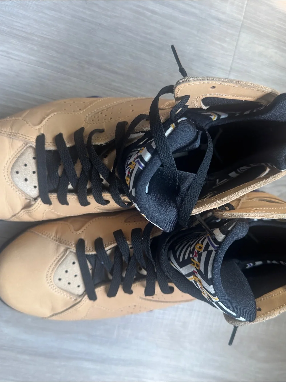 Jordan Men's Wheat/Tan High-Top Sneakers with Black Accents